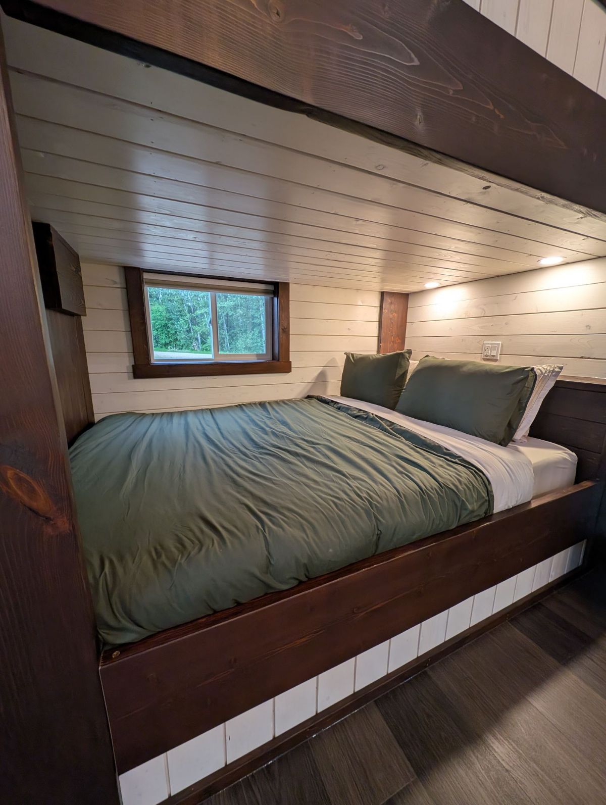 Sage Cabin bedroom with queen bed
